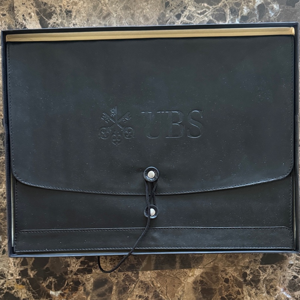 Black Genuine Leather Portfolio-inscribed with “UBS”